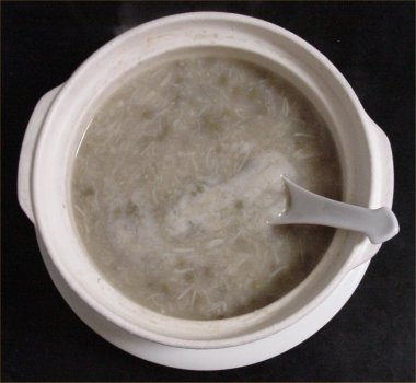 [ Porridge of mung beans, scallop and rice ]